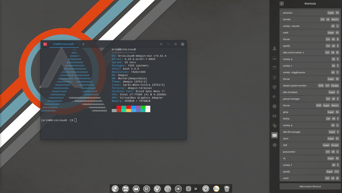 Arco Linux On Twitter Deepin Gets Its Own Theme In Deepin Terminal And All Our Keyboard Shortcuts Follow Us To Deepin