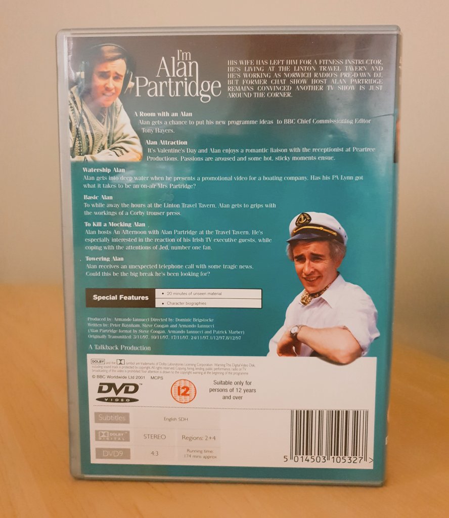 Thread for my fellow Partridge / TV comedy nerds. So, browsing eBay the other day, I caught the lesser-spotted original UK DVD release of I'm Alan Partridge Series 1 going for next to nowt. It was released in October 2001, however the BBC withdrew it from sale in early 2002...
