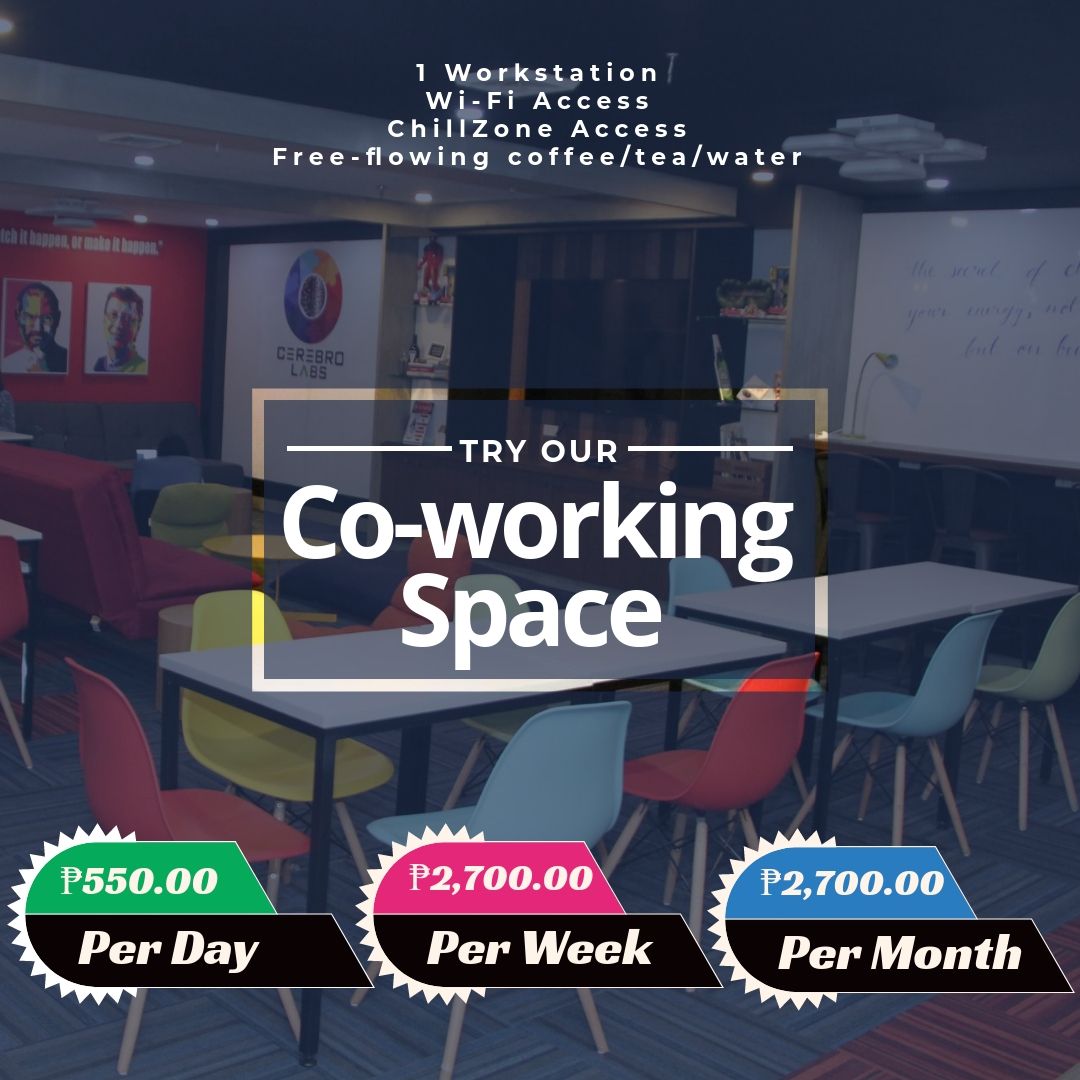 cerebro_labs's tweet photo. Refer a friend and get 1 day pass of Co-working space worth ₱550 https://t.co/FEuNXlsRwc
