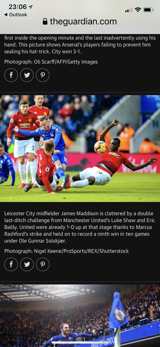 keene_nigel's tweet photo. Used in the Guardian’s dozen best premier league photos my picture of Leicester City’s James Maddison getting double tackled as he shot at goal taken working for @ProSportsImages @LCFC #LCFCvMUFC https://t.co/a2dMAuOfof https://t.co/HH696qOb4o