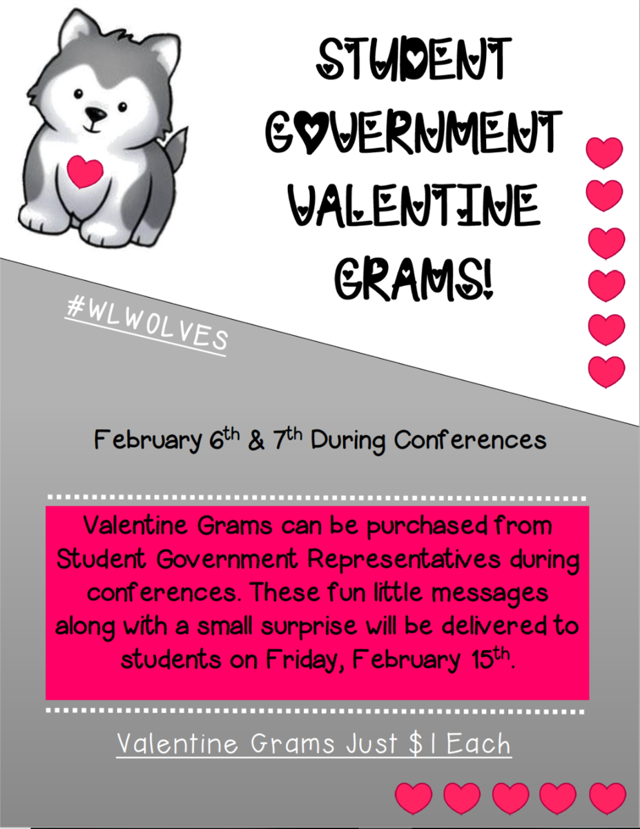 WLPackLeaders's tweet photo. Spread love this Valentine's Day by sending a Valentine's Gram! Sponsored by @WLPackLeaders Grams will be on sale during conferences Feb. 6-7th! https://t.co/fhcZH1LIVt