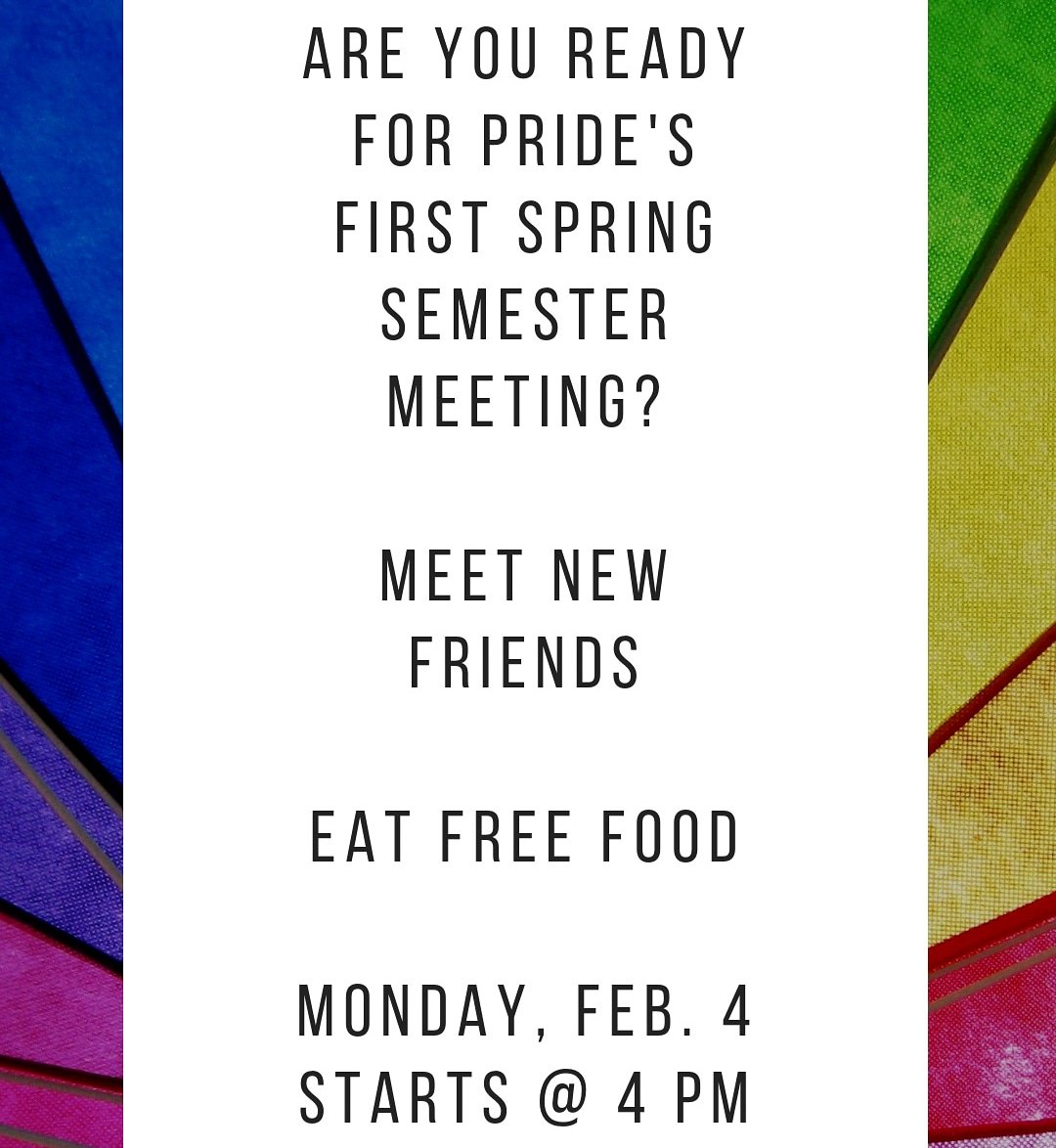 MUHPride's tweet photo. Our first spring semester meeting is this Monday starting at 4 PM in 114 Rentschler Hall on the @MiamiRegionals Hamilton campus. It's a great chance to connect with other #LGBTQ+ folks and allies while enjoying some free food. Hope to see you there! #MiamiOH #MiamiOHRegionals https://t.co/IDWFlfRaiD