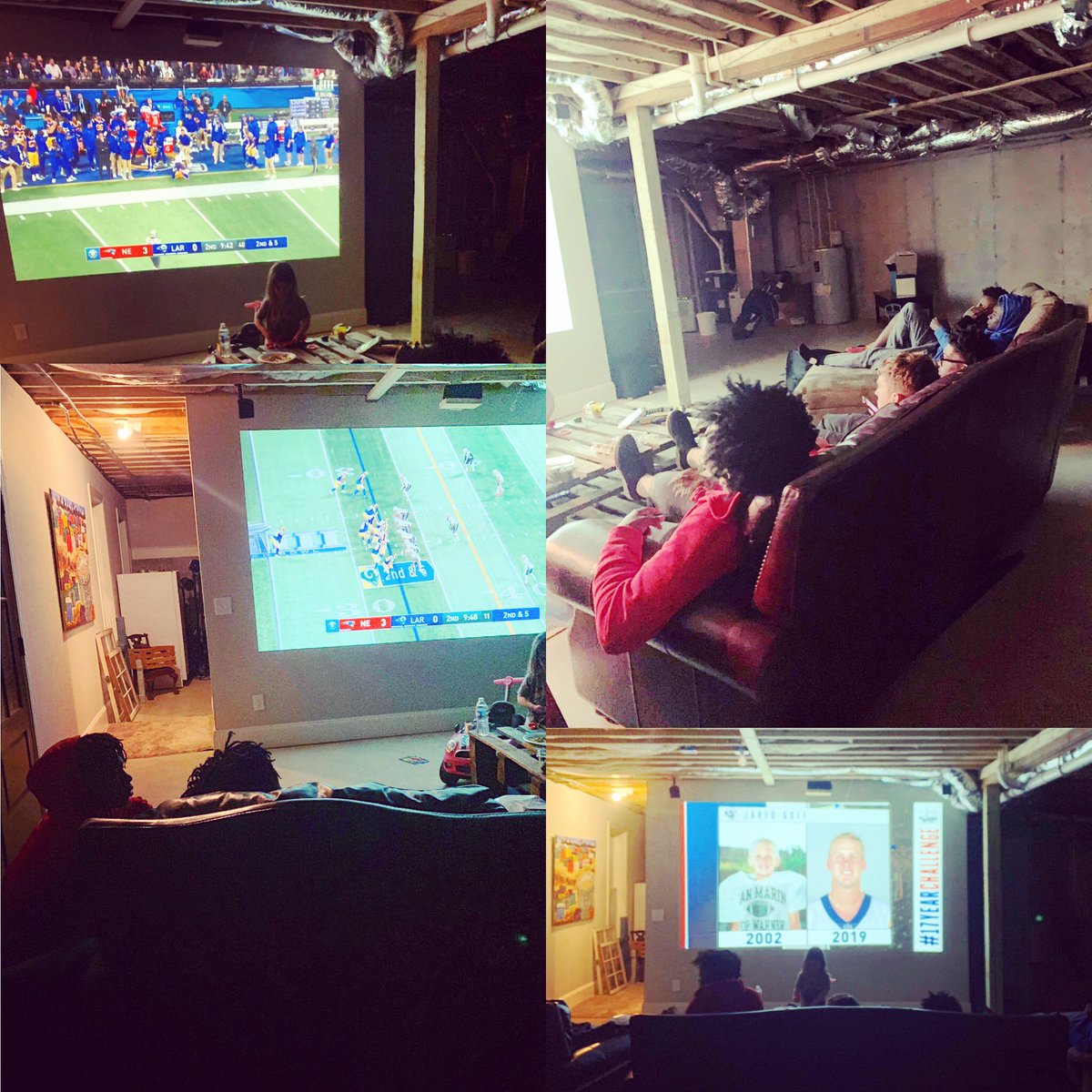 Super Bowl party with the boys!!! Good food, good fellowship and so far good defense! #EJBasketball