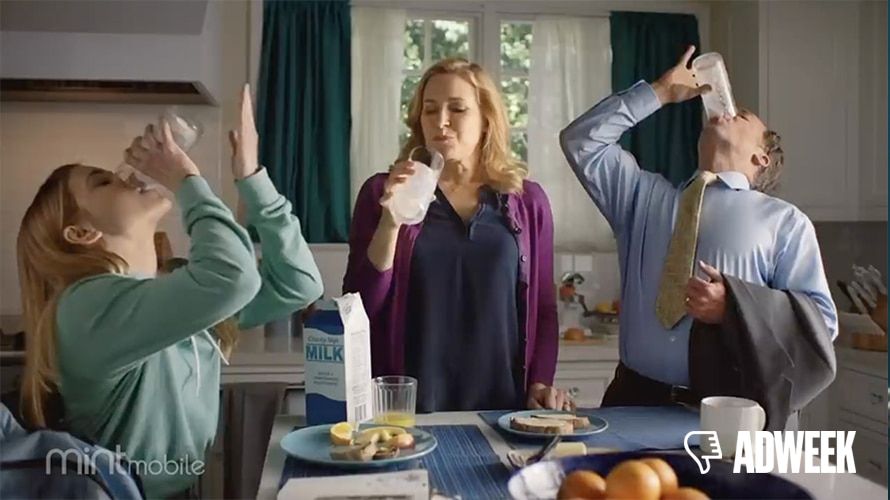 Adweek's tweet photo. Mint Mobile "'Chunky-Style Milk? That's Not Right"
Agency: Ruffian
That's not right. At all. A few of the @Adweek gang loved it, but most of us gagged ... like you probably just did after watching this.
👎 https://t.co/KBmGGDCzcL