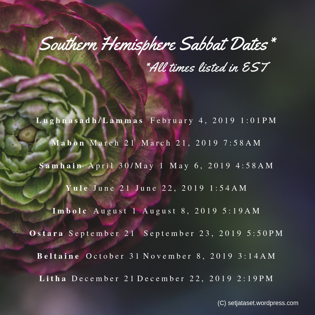setjataset's tweet photo. #Sabbat dates for #southernhemisphere #2019
#witchcraft #witch #witchy #witches #witchspells #spells #spell #magick
#hipsterwitch #ecowitch #greenwitch #witchesofoz #ozwitch #goddess #pagan #occult #esoteric #spiritual #Goddess #magic #Magician #Magick https://t.co/lyH0jSuX7h