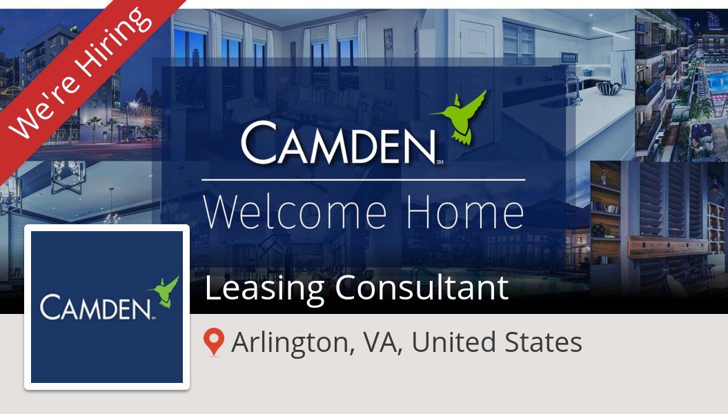 smithkw1010's tweet photo. Are you a Leasing Consultant in #Arlington? Camden is waiting for you! #job https://t.co/5ctqQDqpgY https://t.co/y1laGFprgC
