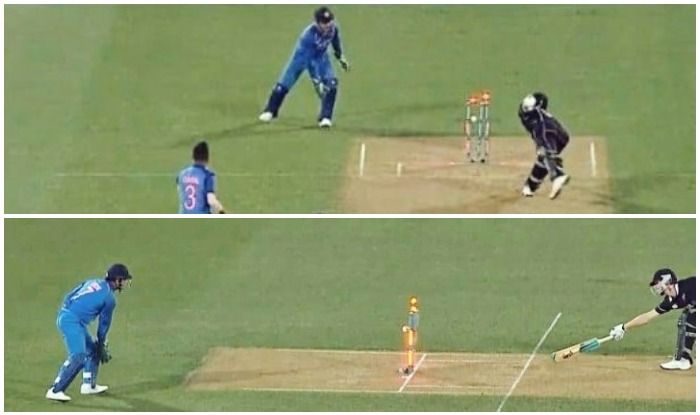SarahTheCricket's tweet photo. WARNING: Don't try this act at home, it's only performed by professionals @msdhoni #NZvIND https://t.co/8o02zXIJPf