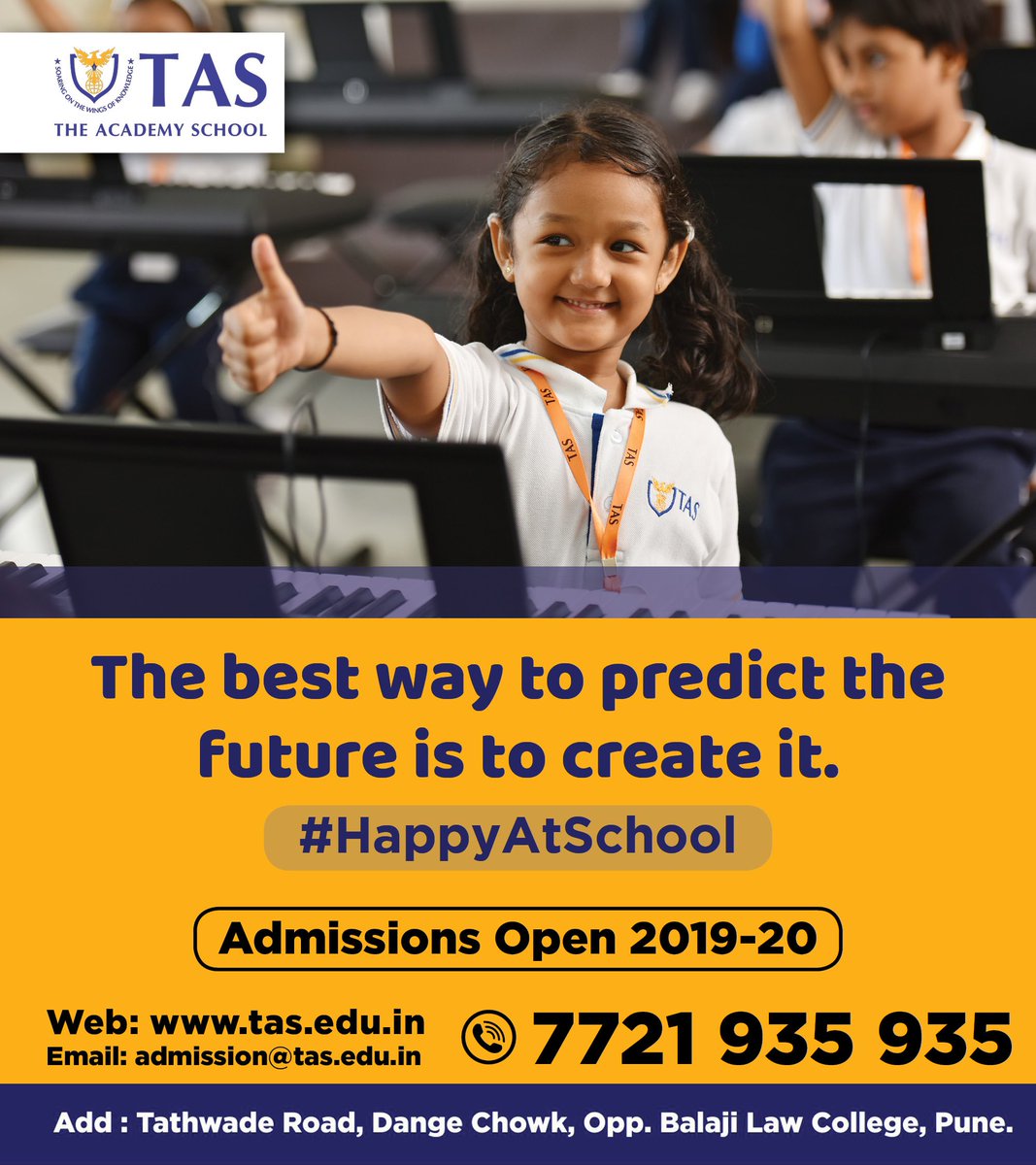 TASchoolIndia's tweet image. We give our children the wings to fly free and script the future they desire. After all, the best way to predict the future is to create it. 
#TAS #HappyLearning #GettingFutureReady #AdmissionsOpen #Pune