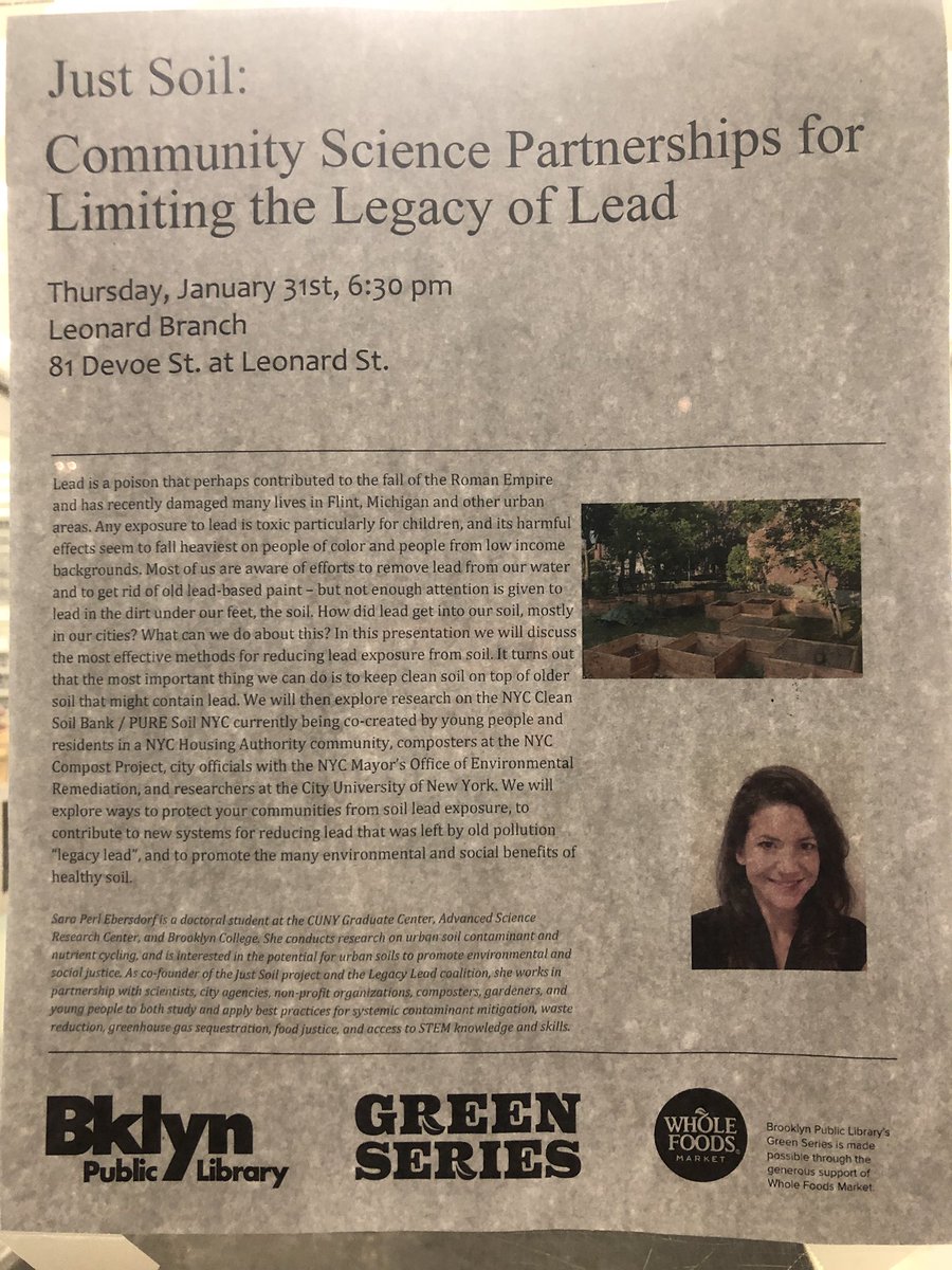 #justsoilnyc #Greenpoint #Social #Soil #Scientist sharing the timeline of #lead in our #urbansoils <a href="/BKLYNlibrary/">Brooklyn Public Library</a> thanks to all who braved the cold w/ur awesome questions and insights! 🙏🏽⭐️