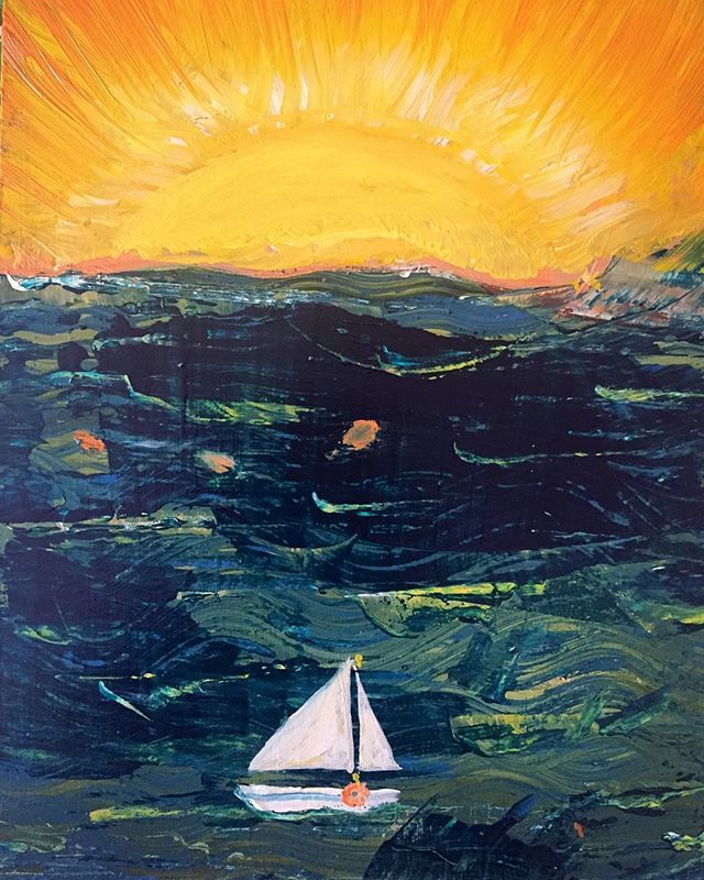 ArtworkByAllyn's tweet image. Sailing out of Sunday 🌊 see you again soon 👋🏼 #sunset #sailboat #smallwork #allynhoward #paintingonwood #seascape bit.ly/2D99NNN