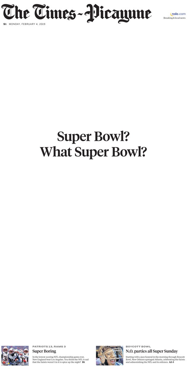 TGGivens's tweet photo. The front page of Monday's New Orleans Times-Picayune
cc @APSE_sportmedia -- Coverage from @jkatzenstein and @JeffDuncan_ https://t.co/BlZkqqGDs2