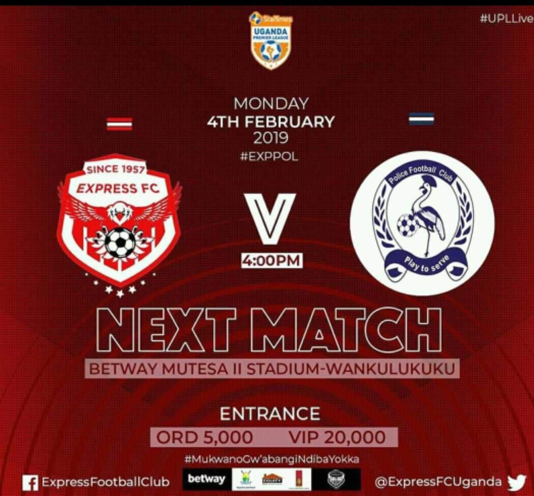 pakasports's tweet photo. It's Matchday 17 as the Mighty Reds take on the kops at Betway Muteesa || stadium Wankulukuku
#EXPOL
Let's be there via #pakasports https://t.co/Wh3ZGrQCe1