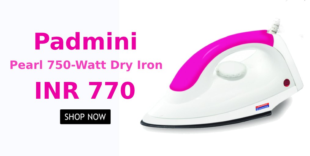 dealsothon's tweet photo. Shopping for #Padmini Pearl 750-Watt Dry Iron In White at  from #Dealsothon
Shop Now :- https://t.co/nMaEnrbjah  

#BestOnlineShoppingSiteInIndia
#OnlineElectronicsShoppingSiteInIndia
#WinterSale
#BigDhamakaSale
#TodayDeals
#HomeApplianceOffer
#DealsOfTheDay
#ElectricIron https://t.co/SXkLF3vsI2