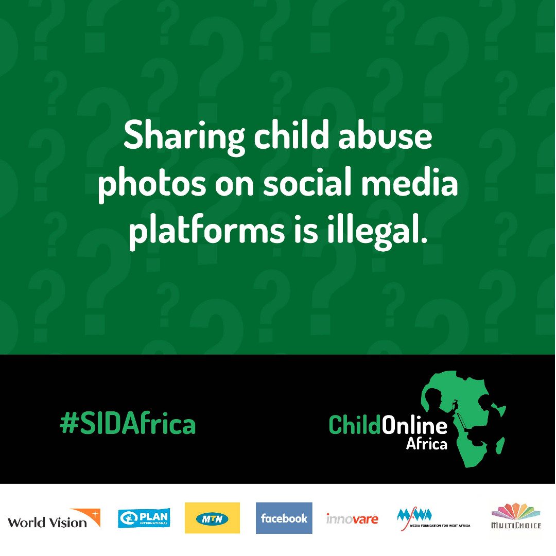 #SIDAfrica is a rallying call on African countries to step up attempts at child protection on the Internet. #SID2019 <a href="/WorldVisionGH/">World Vision Ghana</a> <a href="/TheMFWA/">Media Foundation for West Africa</a> <a href="/MTNGhana/">MTN Ghana</a> <a href="/facebook/">Facebook</a> @innovareafrica @Multichoice <a href="/AwoAdvocates/">Awo</a> <a href="/thomiafrica/">THOMI AFRICA</a> <a href="/disi_nigeria/">Digital Inclusion And Safer Internet In Nigeria</a> <a href="/tracekeny/">Trace Kenya</a> <a href="/thecolbertfacto/">Colbert Gwain</a>