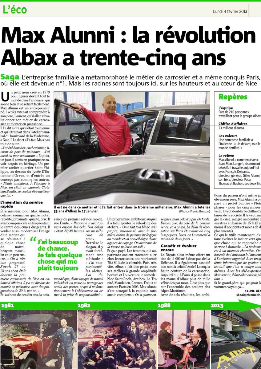 tomalunni's tweet photo. ⁦@Nice_Matin⁩ / Un bel article sur la saga ⁦@albax_france⁩ #Flashback 6ans #CarrosserieRapide #Albax ⁦@LecoqParis⁩ ⁦@tomalunni⁩ https://t.co/sbJcsR5LUp
