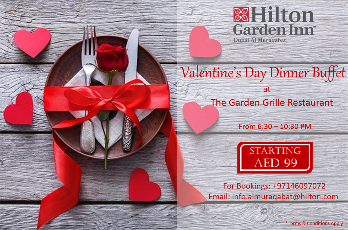 HiltonDeira's tweet photo. This Valentine's Day dine at the Garden Grille with your loved ones and get ready to be love-struck with our Special heart-warming Dinner Buffet....

Feel the love and warmth with our delicious spread of sumptuous dishes to satisfy not only your cravings but also your hearts” https://t.co/pKeEUc4NJP