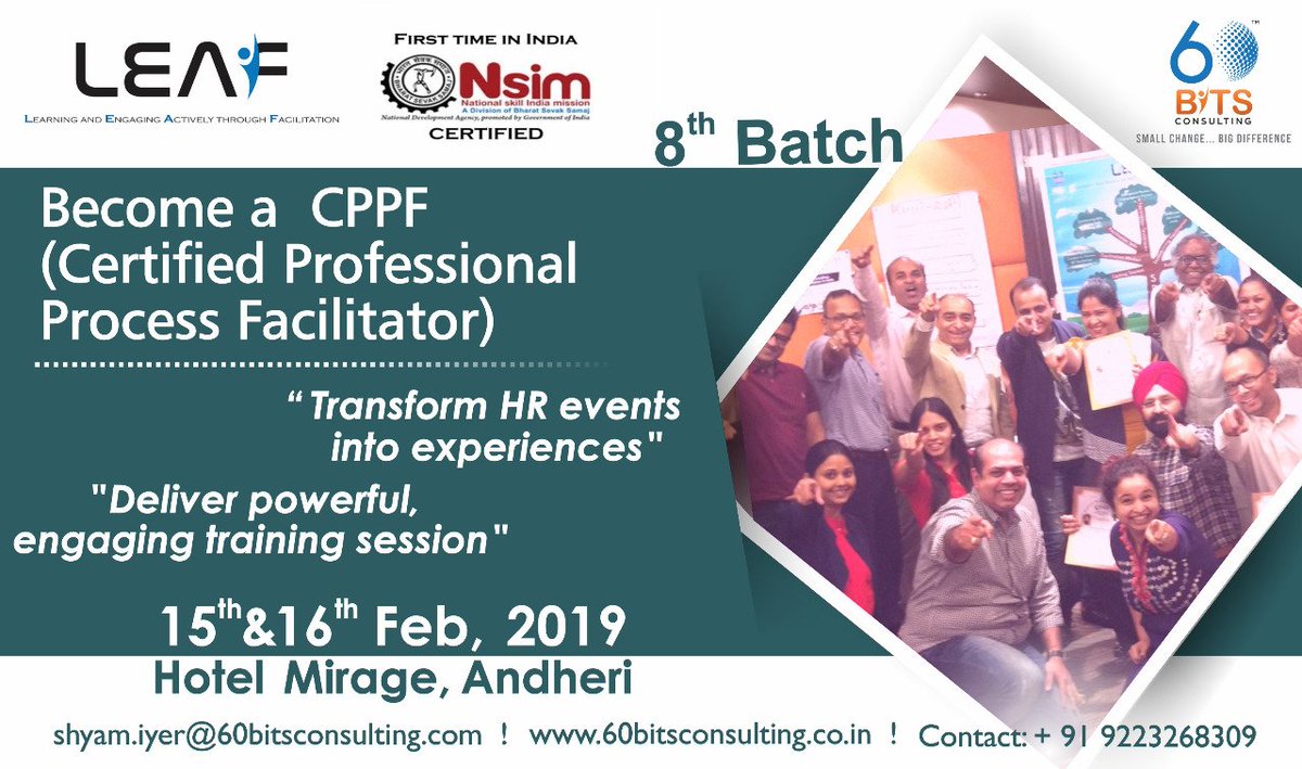 Bits60's tweet photo. Do you wish to transform HR initiatives into experiences?Join our upcoming LEAF Workshop on 15th &amp; 16th FEB, 2019

https://t.co/PVKnkdbrpJ

#60bitsconsulting #60bits #creativefacilitators #facilitators #workshop #training #facilitatorsinmumbai https://t.co/DYP8Yyhsia
