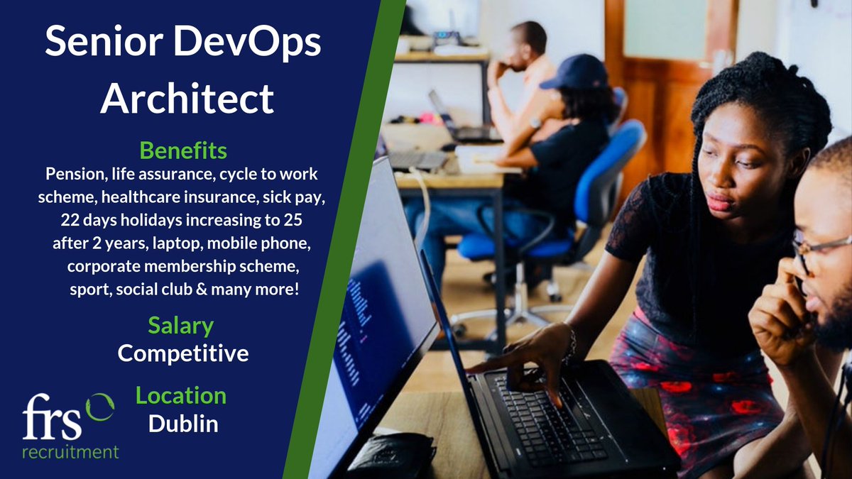 FrsRecruitment's tweet image. We have a fantastic new opportunity for a Senior DevOps Architect in Dublin, which includes many excellent benefits! Sounds ideal? Click here to apply> buff.ly/2Sjecar #irelandishiring #devops #devopsarchitect #automation #technology #wearehiring #jobfairy #jobopportunity