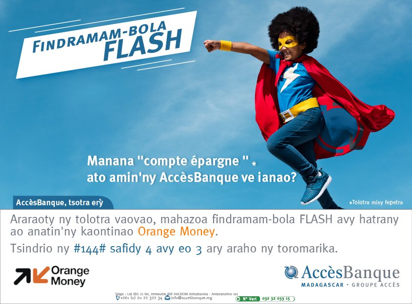#vaovao désormais les clients #accesbanque peuvent demander un prêt flash depuis leur mobile Orange, versé sur #orangemoney instantanément et remboursable pareillement ! #innovation #digitalfinancialservices