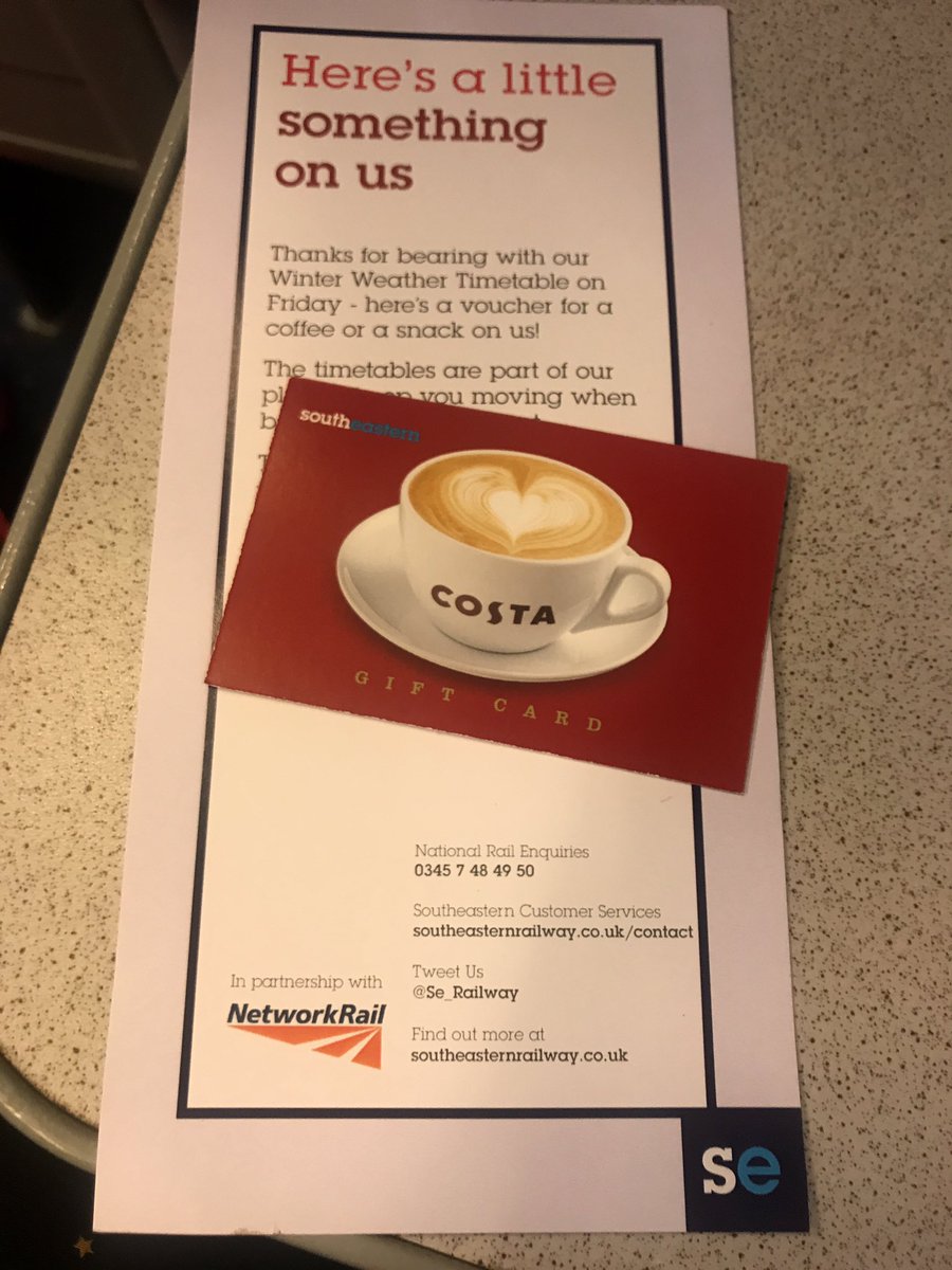 Thanks <a href="/Se_Railway/">Southeastern</a> nice start to the day! ☕️ #freebie #Costa #MondayMorning