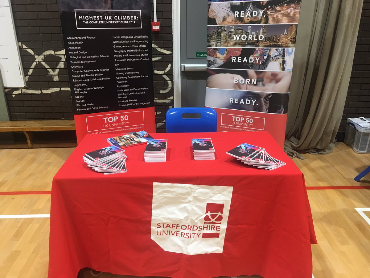 AimeeGirdham's tweet photo. At Moseley Park School this morning for a Higher Education/Careers Fair - I hope to inspire young people to come to Staffordshire University with the range of courses and amazing facilities available! @StaffsUni #careersfair #HigherEducation https://t.co/jekD2lcbq9