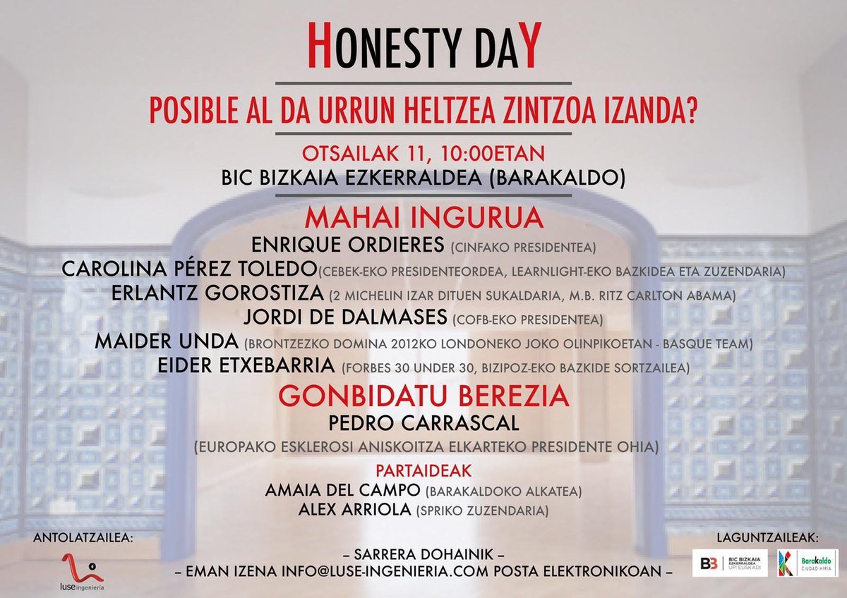 BICezkerraldea's tweet photo. ➡️Honesty Day

Posible al da urrun heltzea zintzoa izanda?

📌Otsailak 11,10:00etan BIC Bizkaia Ezkerraldean

Info gehiago👇 https://t.co/1z6NgpM6Rz