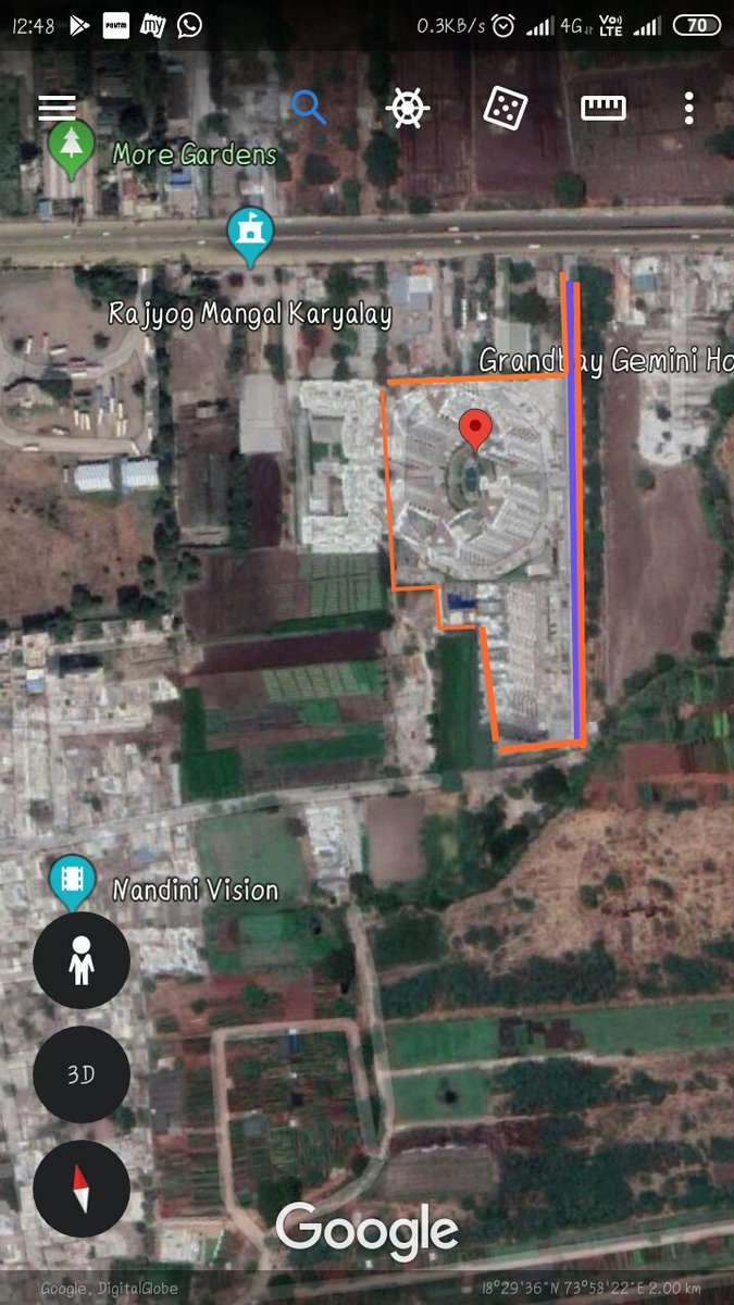 crazynick212's tweet photo. @Ramu87460323 @SRajase91663659 @msandesh @PMOIndia @CMOMaharashtra Orange line is the wall, Blue is the completed internal road.. #SaveGrandBay residents have paid for all internal amenities including the road.. @OfficialPMRDA is asking to give away the road.. what about the adjacent plots, why only our road.. https://t.co/FfCZikzQHJ