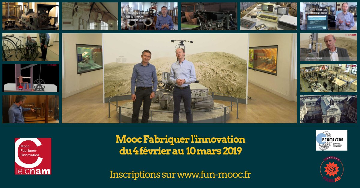 Le #Mooc <a href="/InnovaFab/">MOOC Fabriquer l'innovation</a> est maintenant ouvert ! Retrouvez-nous sur fun-mooc.fr/courses/course… pour discuter des processus d'#innovation et échanger avec les enseignants et les autres participant•e•s. Ensemble, tirons les leçons du temps long pour apprendre à #innover aujourd'hui !