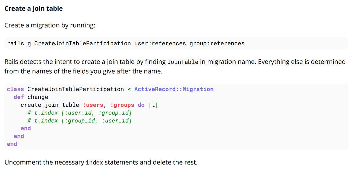 engthyda's tweet photo. create a join table #rubyonrails #migration #jointables https://t.co/JAj9Jxl6kB