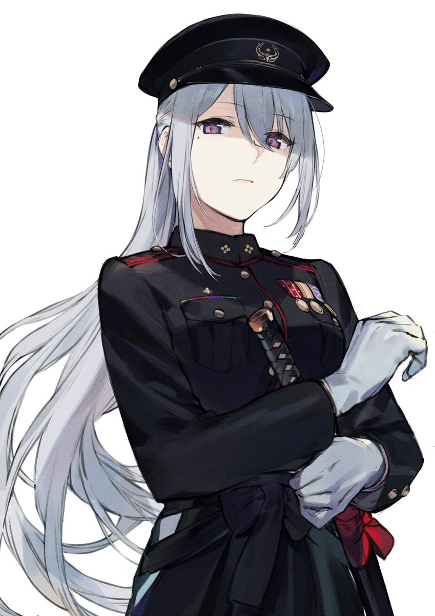 higuchi kaede 1girl gloves mole under eye military uniform hat military long hair  illustration images