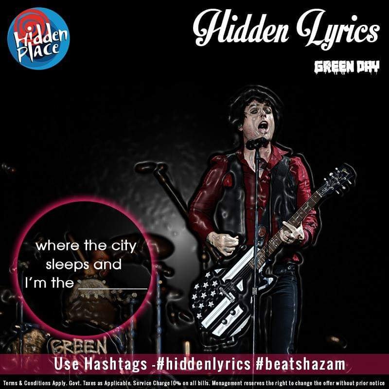 It’s Monday! 
Don’t forget to be awesome & get ready to play Hidden Lyrics! 

Use Hashtags - 
#hiddenlyrics #beatshazam

#hiddenplace #hiddenlyrics #beatshazam #greenday #mondaycontest