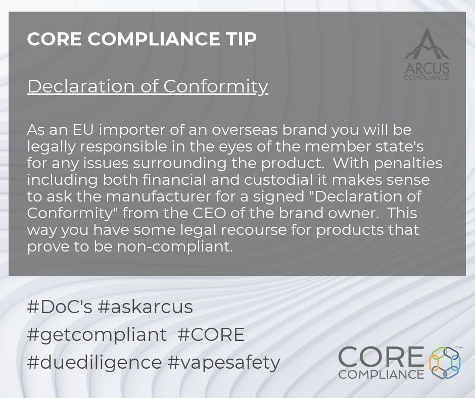 If you are importing an overseas eliquid product, it makes sense to build robust due diligence to mitigate any risk.  Particularly if the products are zero-nicotine shortfills.  #DoC #duediligence #shortfills