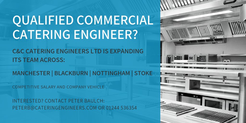 Are you a commercial catering equipment #engineer in #Manchester, #Blackburn, #Nottingham or #Stoke looking for a new challenge? Get in touch with Peter Baulch to find out more about our opportunities | peterb@cateringengineers.com or 01244 536354
#jobopportunity 
#NowHiring