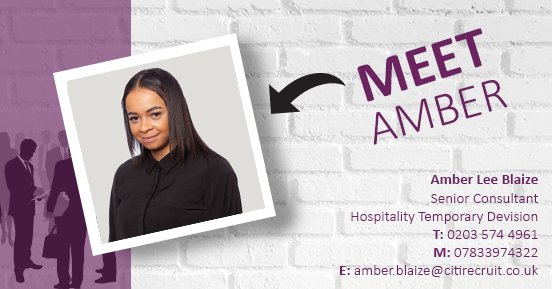 Citirecruit1's tweet photo. We are very excited to welcome Amber to the Citirecruit team. Amber will be working on our Hospitality desk, managing temp roles and would be happy to discuss your upcoming recruitment needs! Welcome Amber! https://t.co/hvL1SMAagc