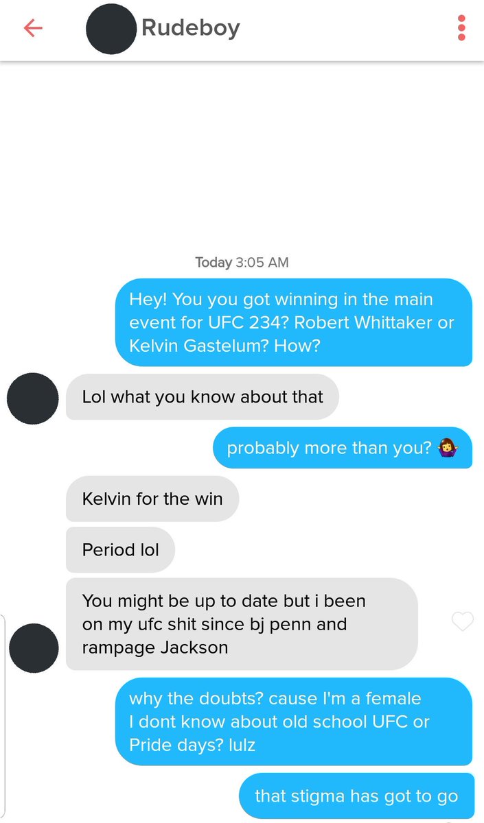 eshaknows's tweet photo. randomly waking up at 3am grumpy as hell π€‘
#TinderPredictions #UFC234 @MMATinder https://t.co/iaq9NSo2rT