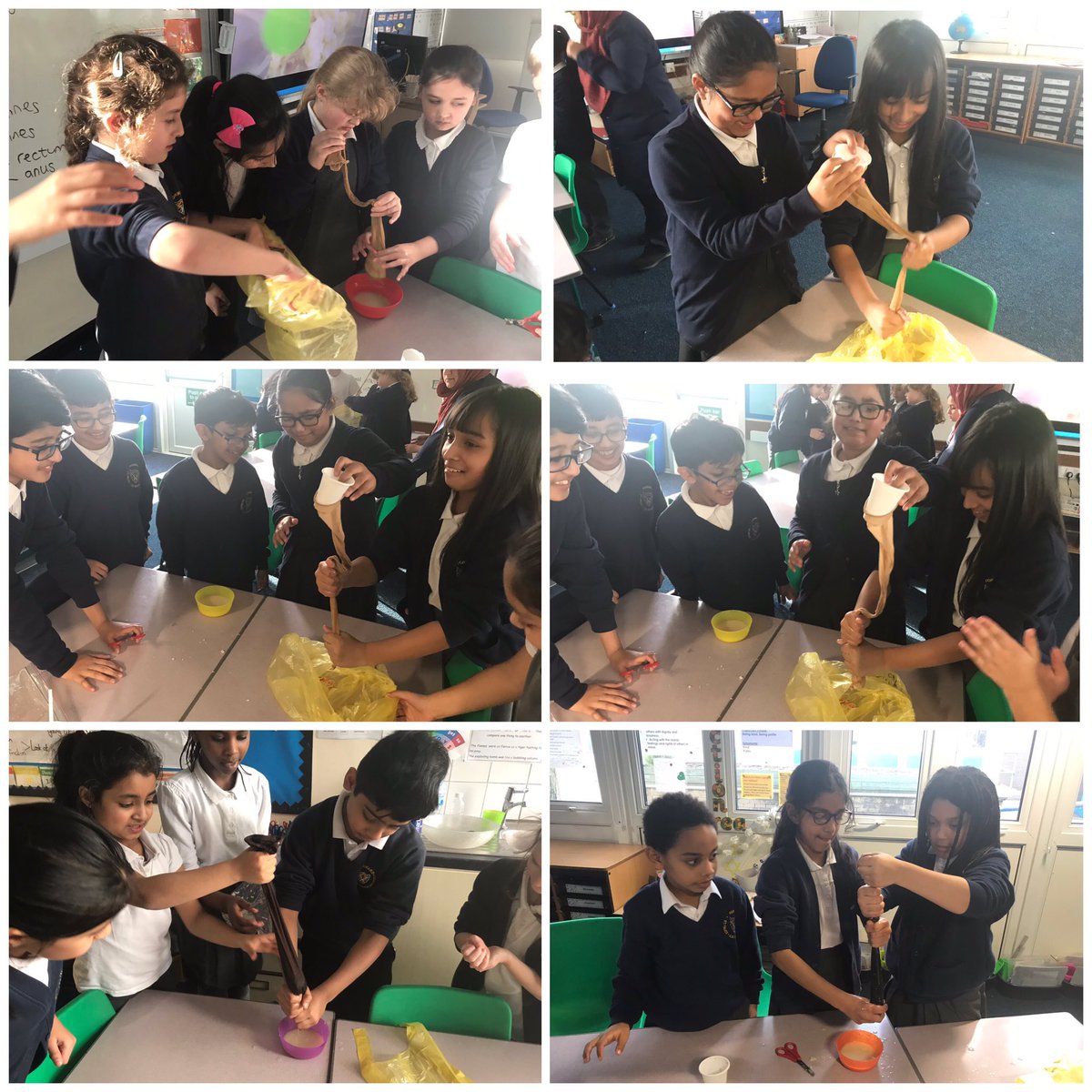 StPaulsBolton's tweet photo. This afternoon Year 4 recreated the journey through the digestive system to see where our food goes🍞🍎🧀🧁 💩 #digestion #year4lovescience #handsonlearning #STEM #yuck https://t.co/1Y00ahmJ3S