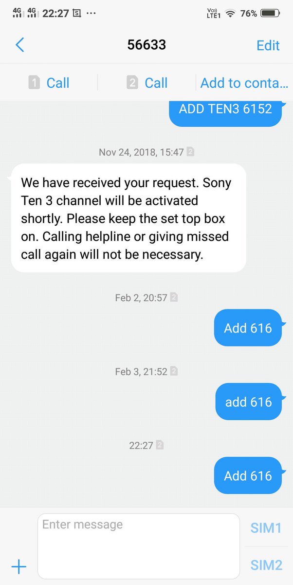HBahulikar's tweet image. #tatasky your SMS service to add channels not working #simplypathetic
