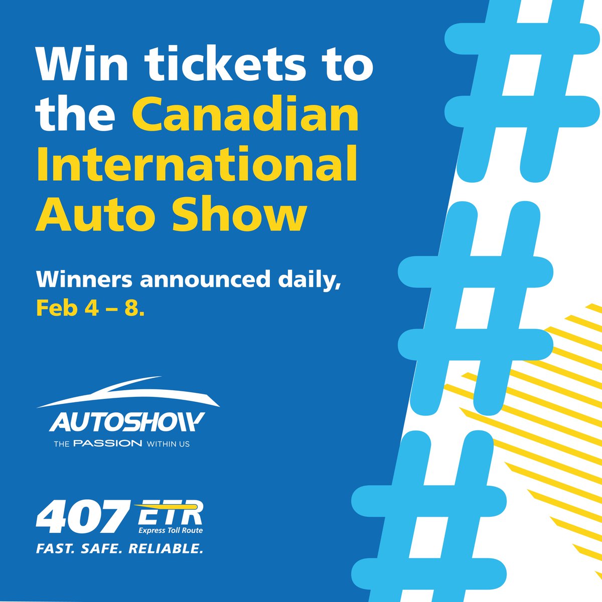 ⚡Contest: How would you like to attend #CIAS2019 and experience #ThePassionWithinUs? We are sending 5 lucky winners and their crew to the Canadian International #AutoShow. R/T with #Win407ETR and follow <a href="/407ETR/">407 ETR</a> to be entered! Tag your friends. Details at: bit.ly/CIASTix