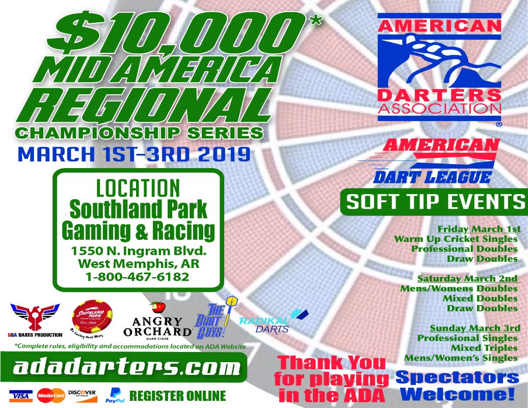 AmericanDarters's tweet photo. 2019 ADA Mid America Regional Pre-Reg Deadline Feb 18th Reminder - https://t.co/ooToGKUccS https://t.co/S2uDI9WJD6
