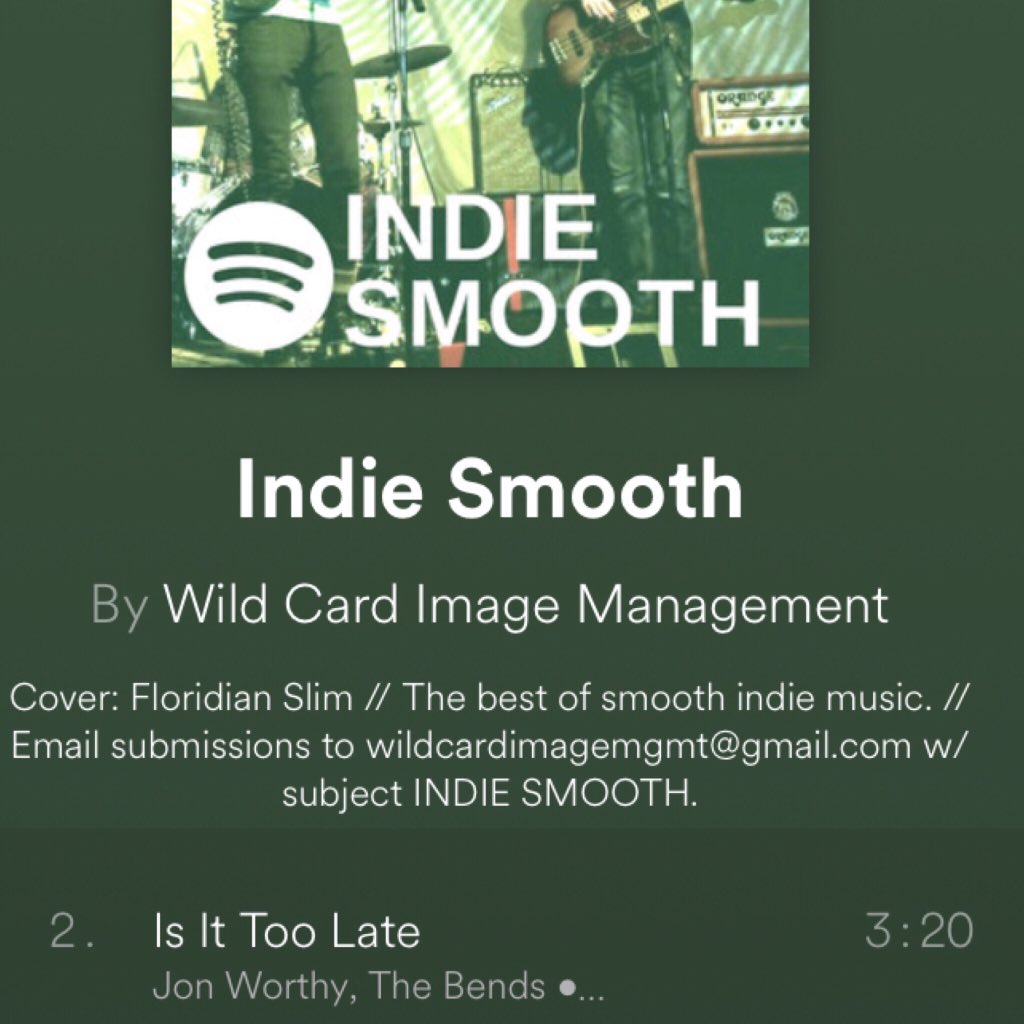 jonworthymusic's tweet image. Thanks @WildCardImage for adding our single Is It Too Late to your Indie Smooth @Spotify playlist!! Check out the link here 🤘🏽 open.spotify.com/user/xcvoozcs3… #NewMusic #indierock #smooth #rocknroll #spotify #Playlist
