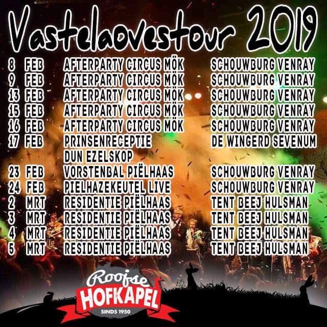 Vastelaovestour 2019! <a href="/depielhaas/">De Pielhaas</a> <a href="/TheaterVenray/">Schouwburg Venray</a> @CircusMok <a href="/Hulsmanvenray/">Hulsman</a> #Nogefkes