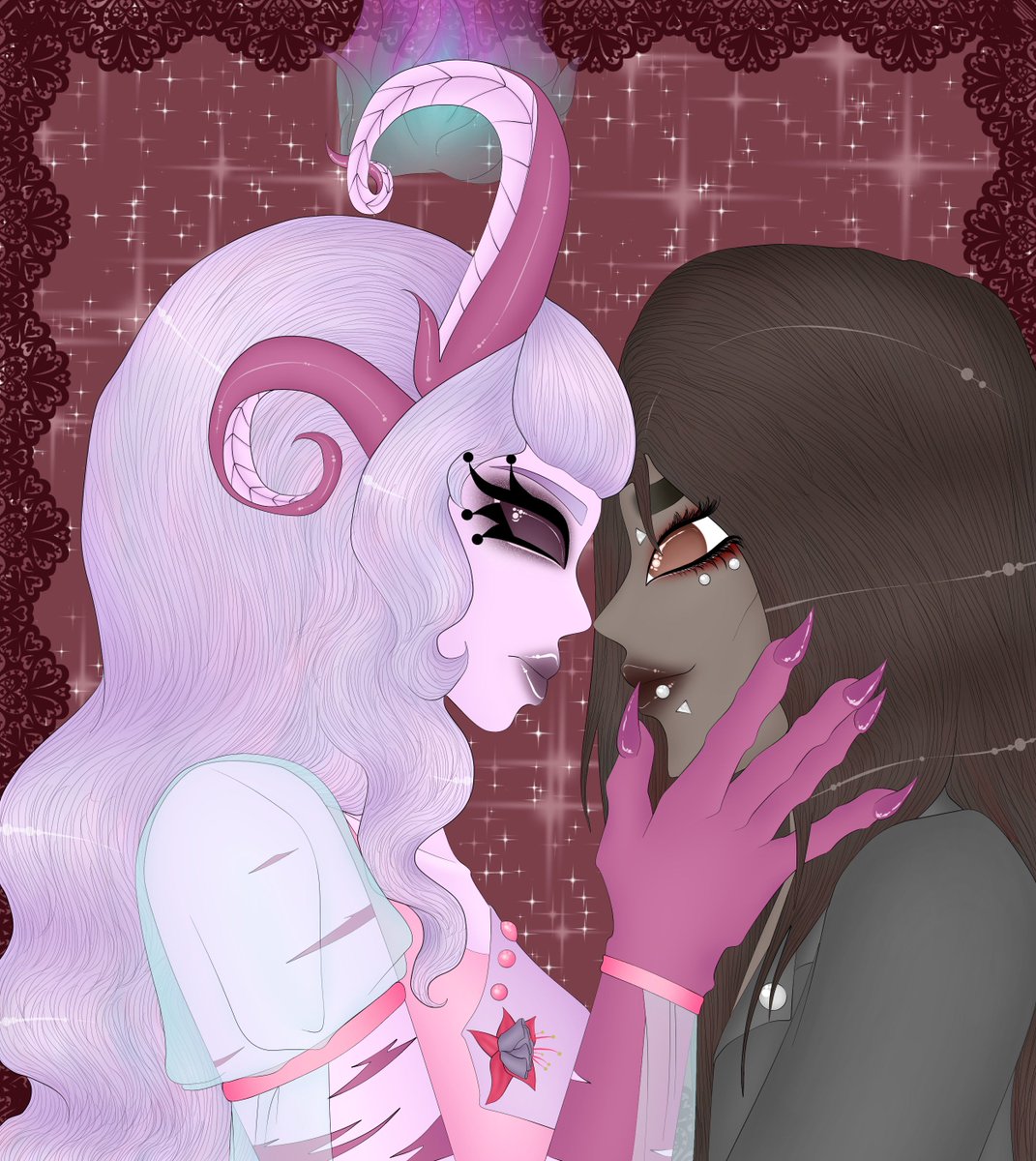 HoshiLollimo's tweet photo. I really think Delilah and Blair is the only couple where I own both the characters... But I still love them even tho I barely ever draw them. 

#art #artist #oc #originalcharacter #love #couple #digital #digitalart #demon #lovedemon #romance #pastel #belphegor #cute https://t.co/P5w8oaB1bp