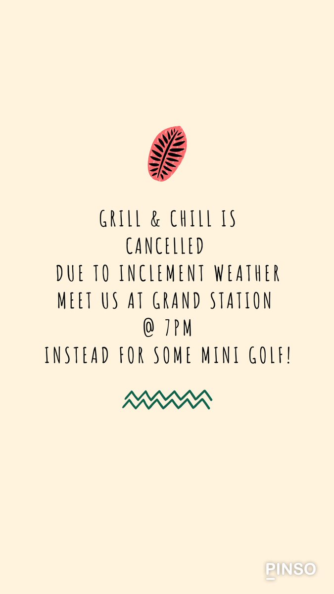 TAMUDSP's tweet image. Due to inclement weather, the grill and chill has been CANCELLED and is now going to be mini golf at Grand Station tonight @ 7PM