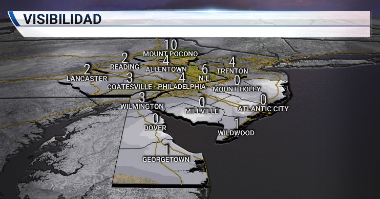 Una advertencia por neblina helada está en efecto para Delaware y el sur de Nueva Jersey. La visibilidad también está siendo afectada en esas zona. ¡Tenga mucho cuidado esta mañana! #PrimeraAlerta <a href="/Telemundo62/">Telemundo62</a>