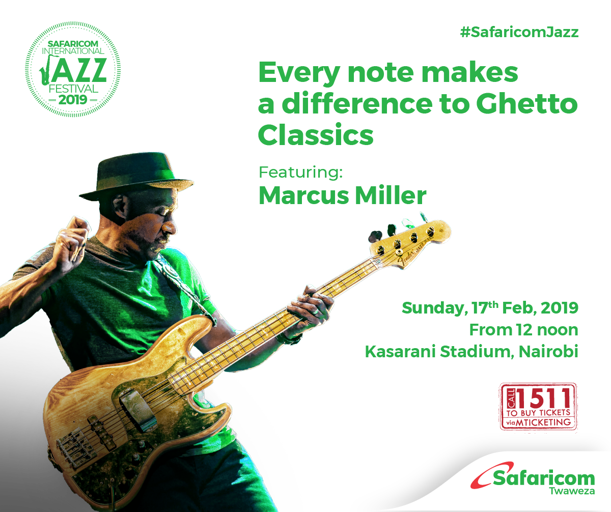 The true beauty of music is that it connects people. Two-time Grammy award winner <a href="/MarcusMiller959/">Marcus Miller</a> will be performing live at the Safaricom International Jazz Festival on 17th Feb at the Kasarani Stadium. Grab your tickets by dialling 1511. bit.ly/MarcusMillerSI… #SafaricomJazz