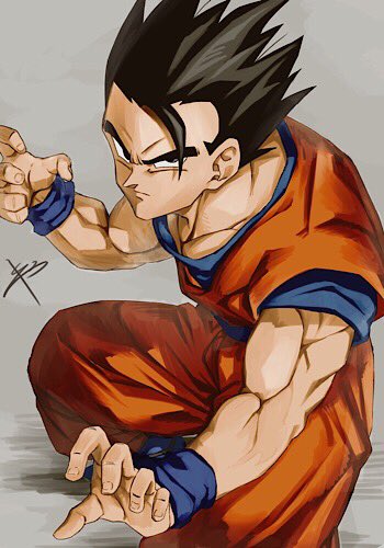 son goku 1boy male focus solo black hair spiked hair fighting stance dougi  illustration images