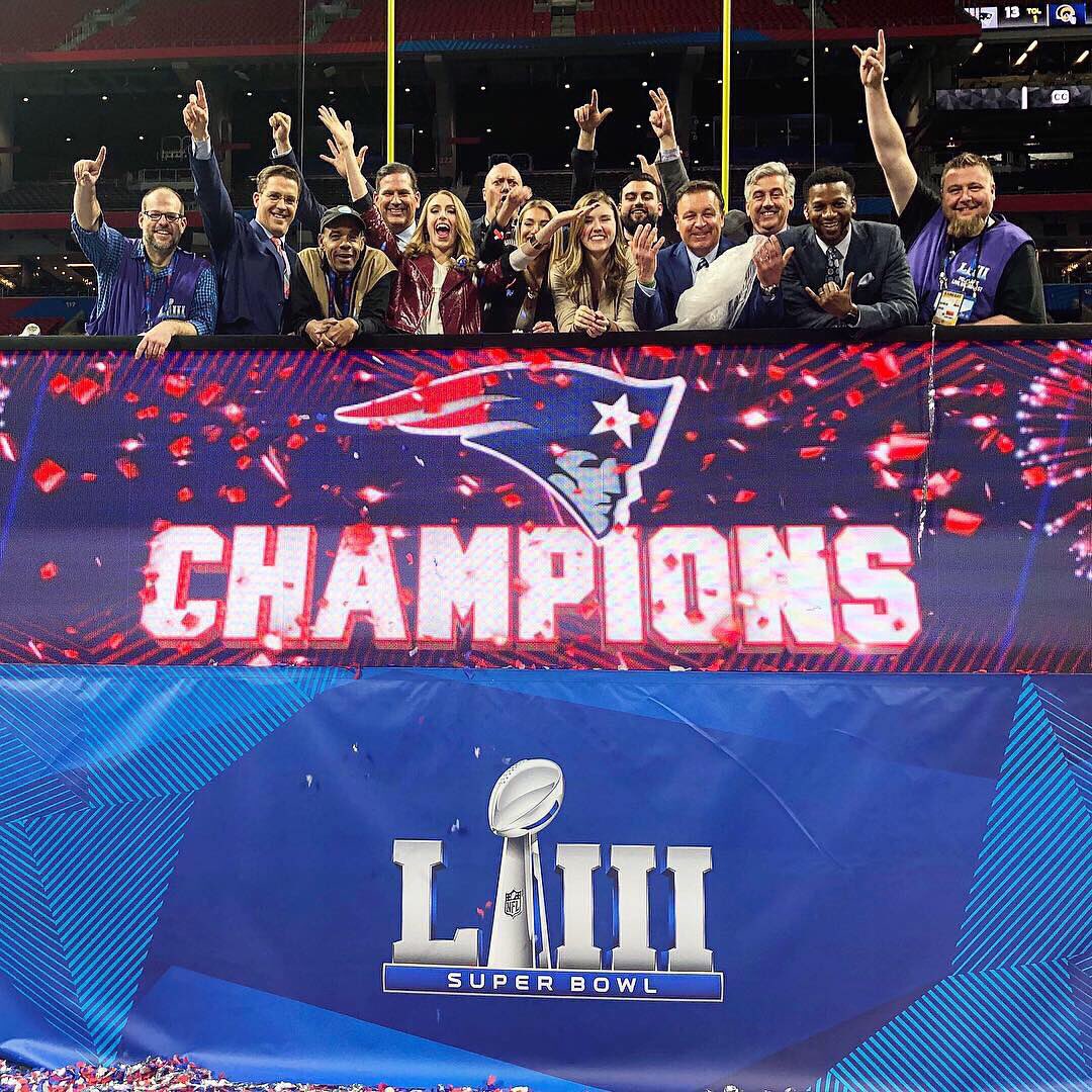 ocktalks's tweet photo. Our team covering your  team and yet another Super Bowl win for the @patriots! We’ll see you at the parade! #blitzforsix #everythingwegot #sbliii #nesn #boston25 https://t.co/WFDGJvieyw
