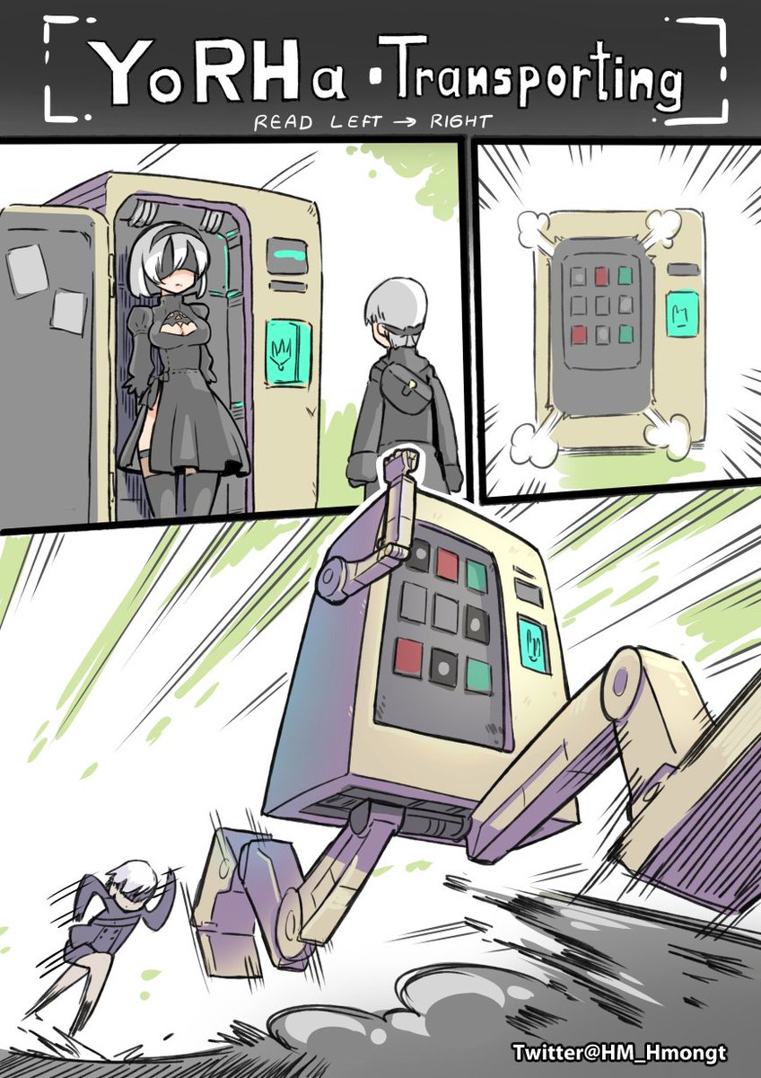 Just repost my old work of Nier Automata from 2017.
Because of drawing Sirius as 2B recently. 
( Read left to right ) 