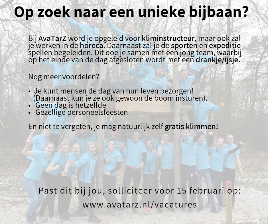 Wij zijn op zoek naar nieuwe collega's! Ben of ken jij iemand? Stuur een mailtje naar: vacature@avatarz.nl