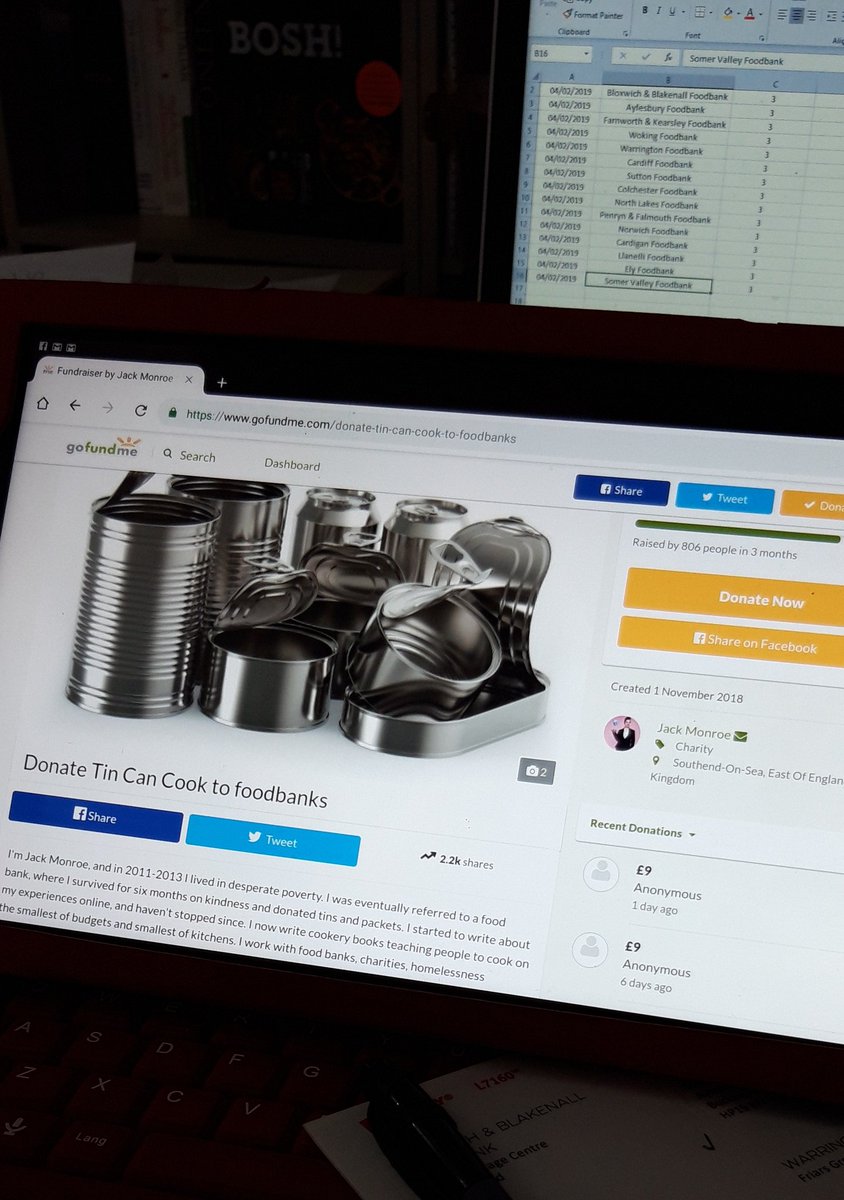 BootstrapAdmin's tweet image. Just to show I do actually work as well as eat 😂 Currently organising the ongoing gofundme to get copies of Tin Can Cook and loads of tins out to food banks 😁 Getting the addresses ready for the release in May. Help me send out more here: gofundme.com/donate-tin-can… RT please ✌😘